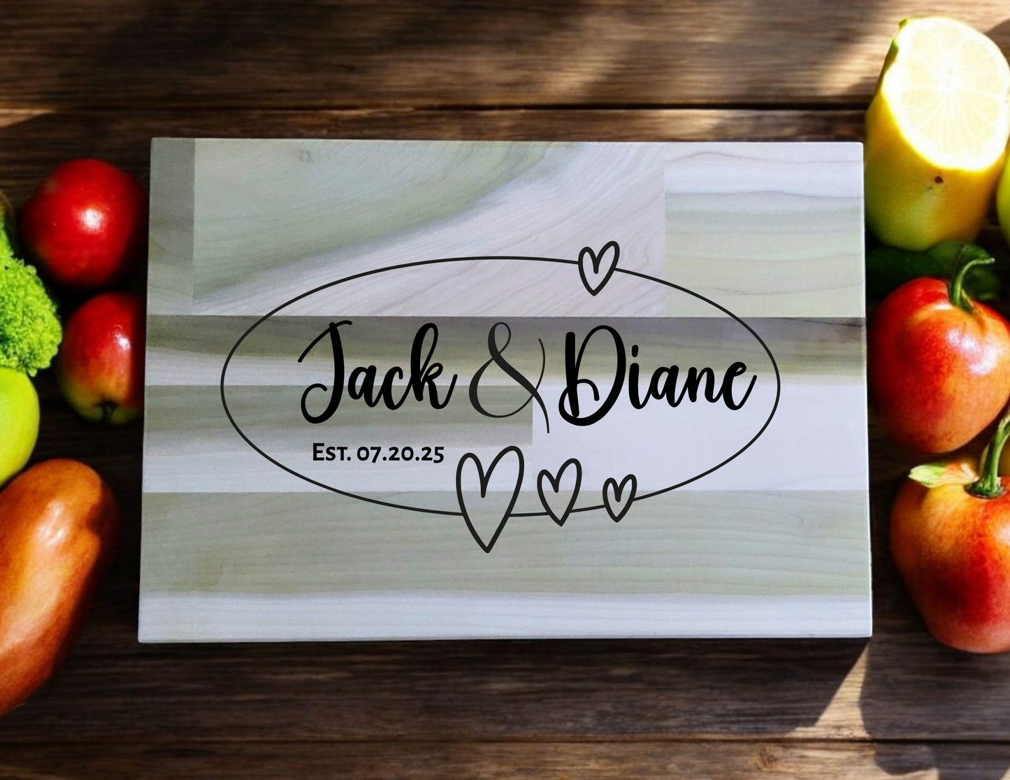 Custom Couples/Family Cutting Board - Wedding, Anniversary, Housewarming gift