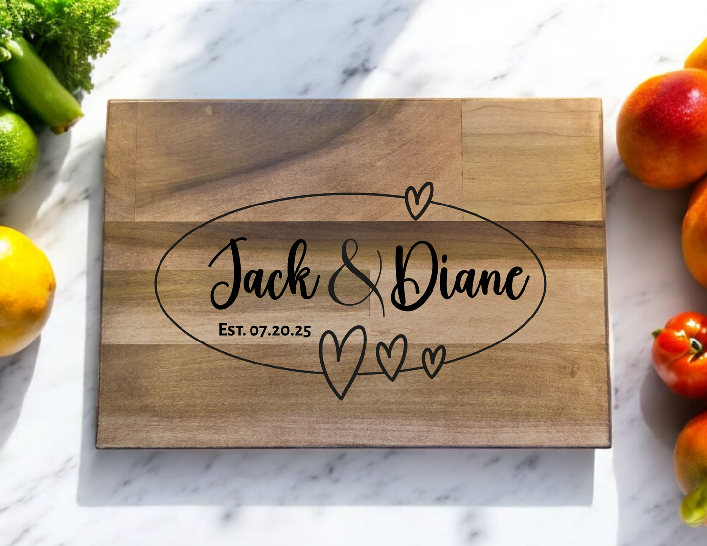 Custom Couples/Family Cutting Board - Wedding, Anniversary, Housewarming gift