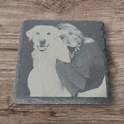 Custom Photo Engraved Slate Coaster