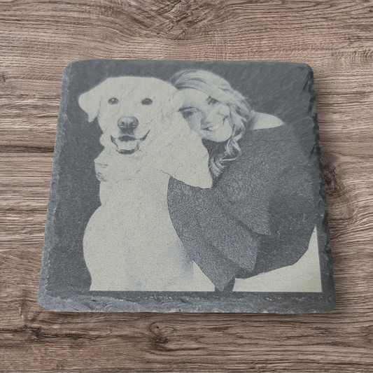 Custom Photo Engraved Slate Coaster