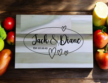 Custom Couples/Family Cutting Board - Wedding, Anniversary, Housewarming gift