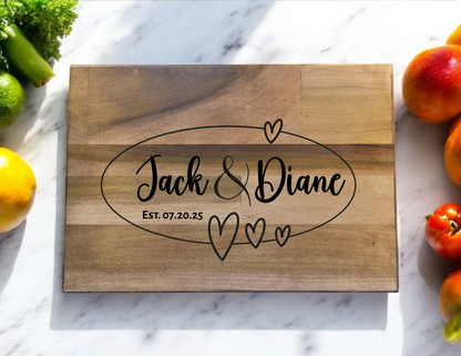 Custom Couples/Family Cutting Board - Wedding, Anniversary, Housewarming gift